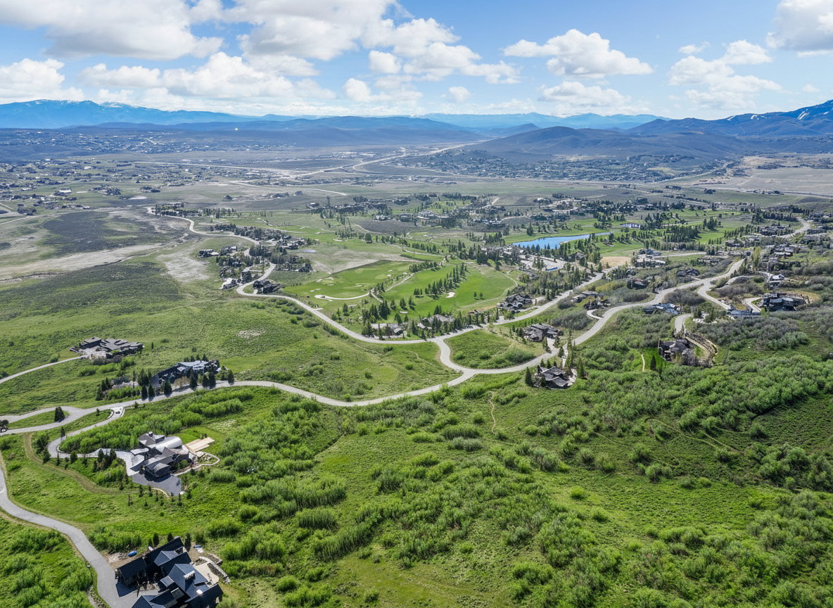 Aerial view of a water and mountain view