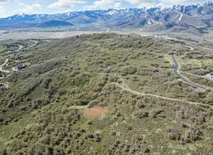 Aerial view of a mountainous background