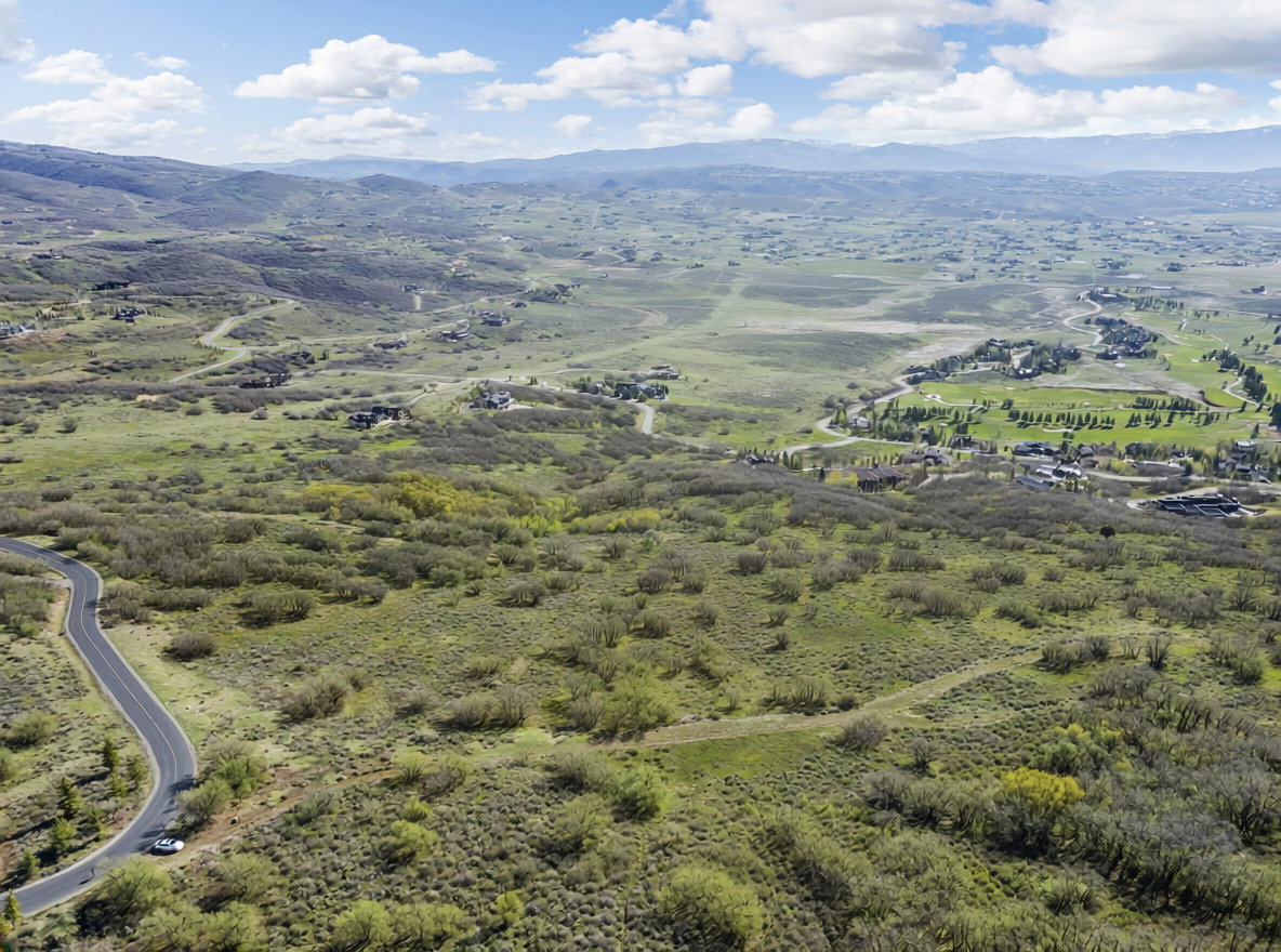 Aerial view of a mountain backdrop