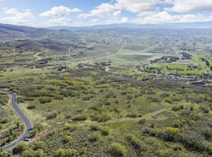 Aerial view of a mountain backdrop