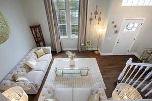 Living room with oversized windows.