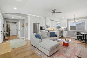 Gourmet kitchen, dining area, TV area