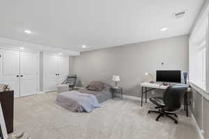 ADU lower level bedroom with 2 dbl closets