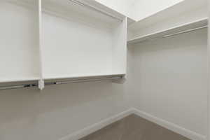 Walk in closet featuring carpet