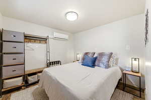 Downstairs bedroom with a mini split for heating / cooling