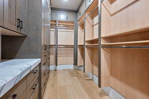 Walk in closet featuring light wood-style floors