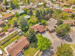 Aerial perspective of suburban area