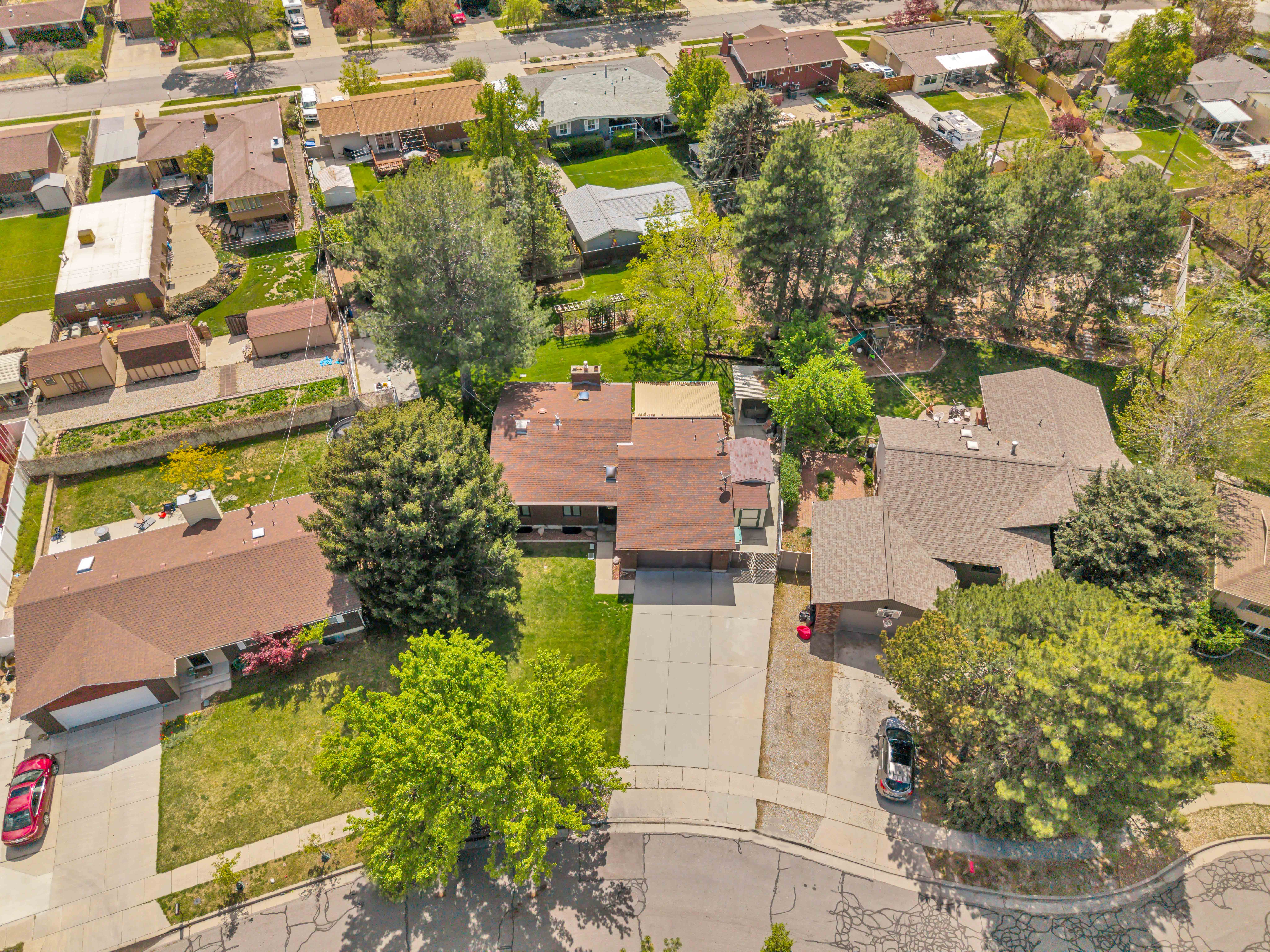 Aerial view of residential area