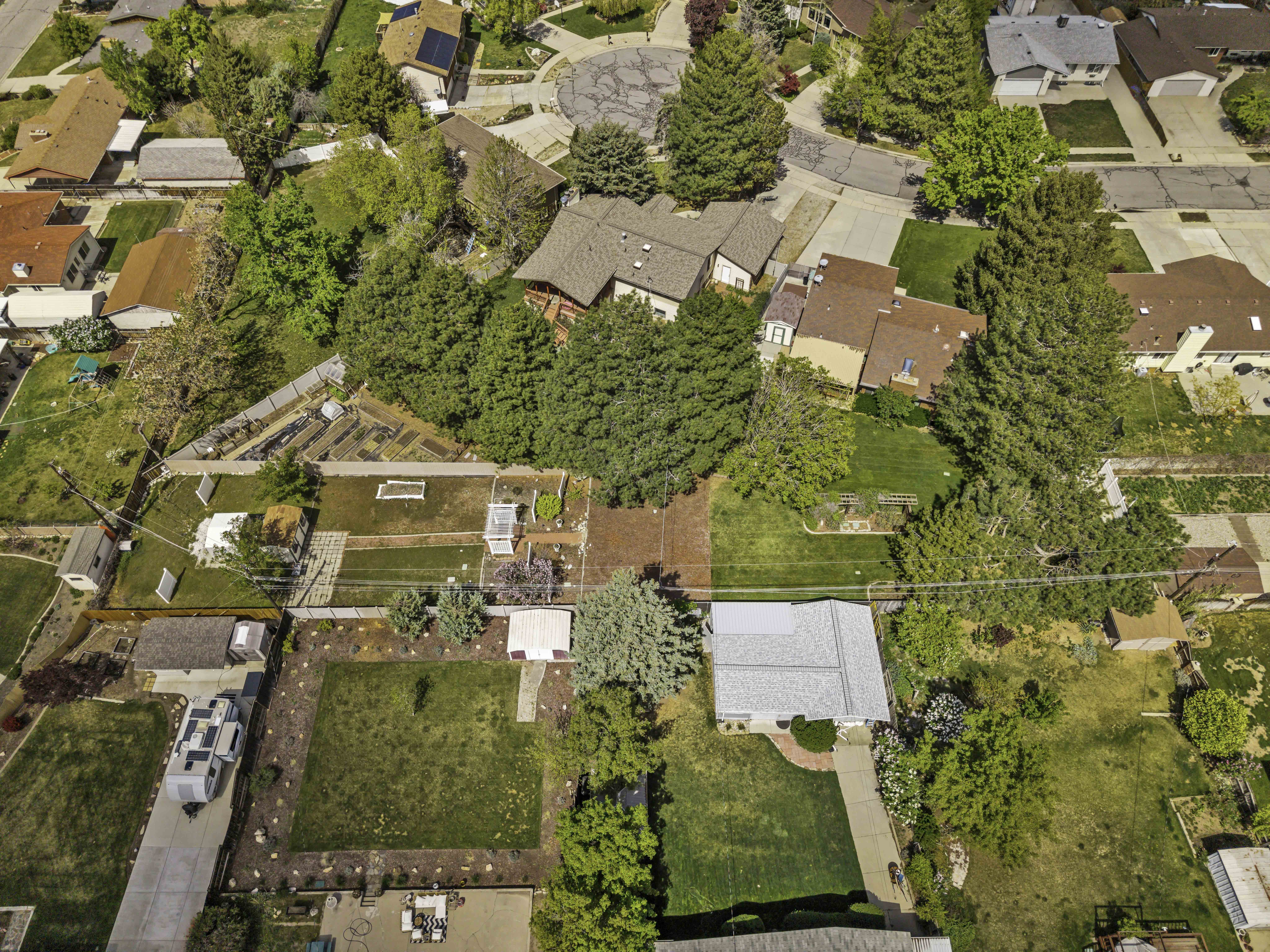 Aerial perspective of suburban area