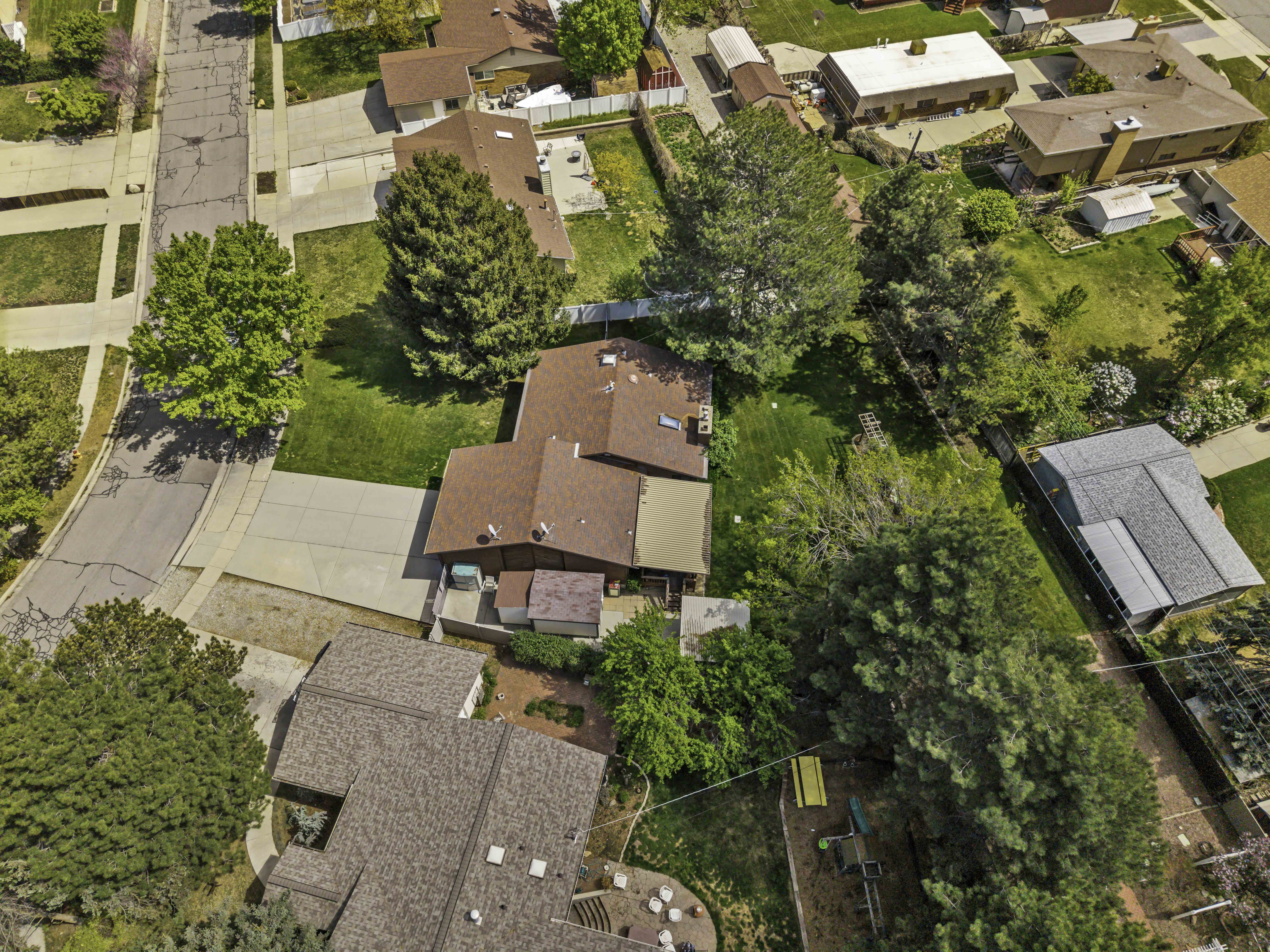Aerial view of residential area