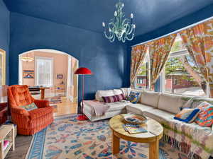 Large windows provide neighborhood views