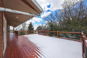 View of snow covered deck