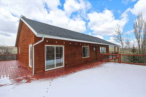 View of snow covered deck