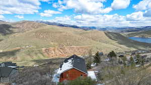Aerial view of a water and mountain view