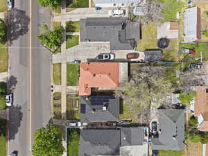 Aerial perspective of suburban area