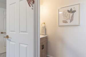 Bathroom featuring vanity