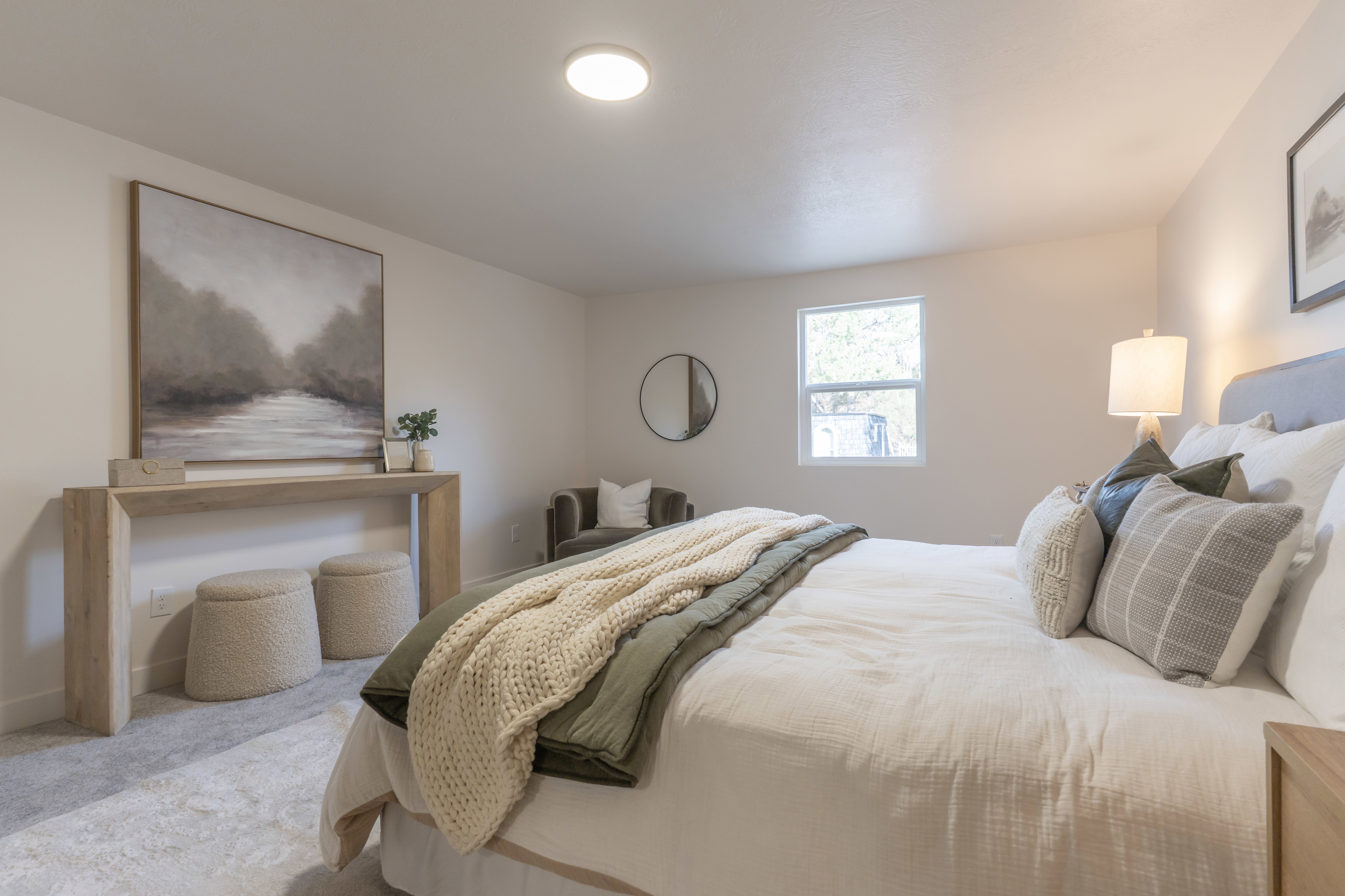 Bedroom with carpet flooring and baseboards