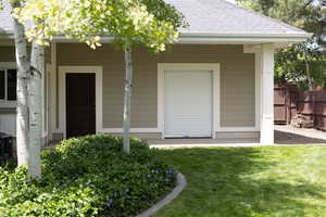 View of roll-up door into garage