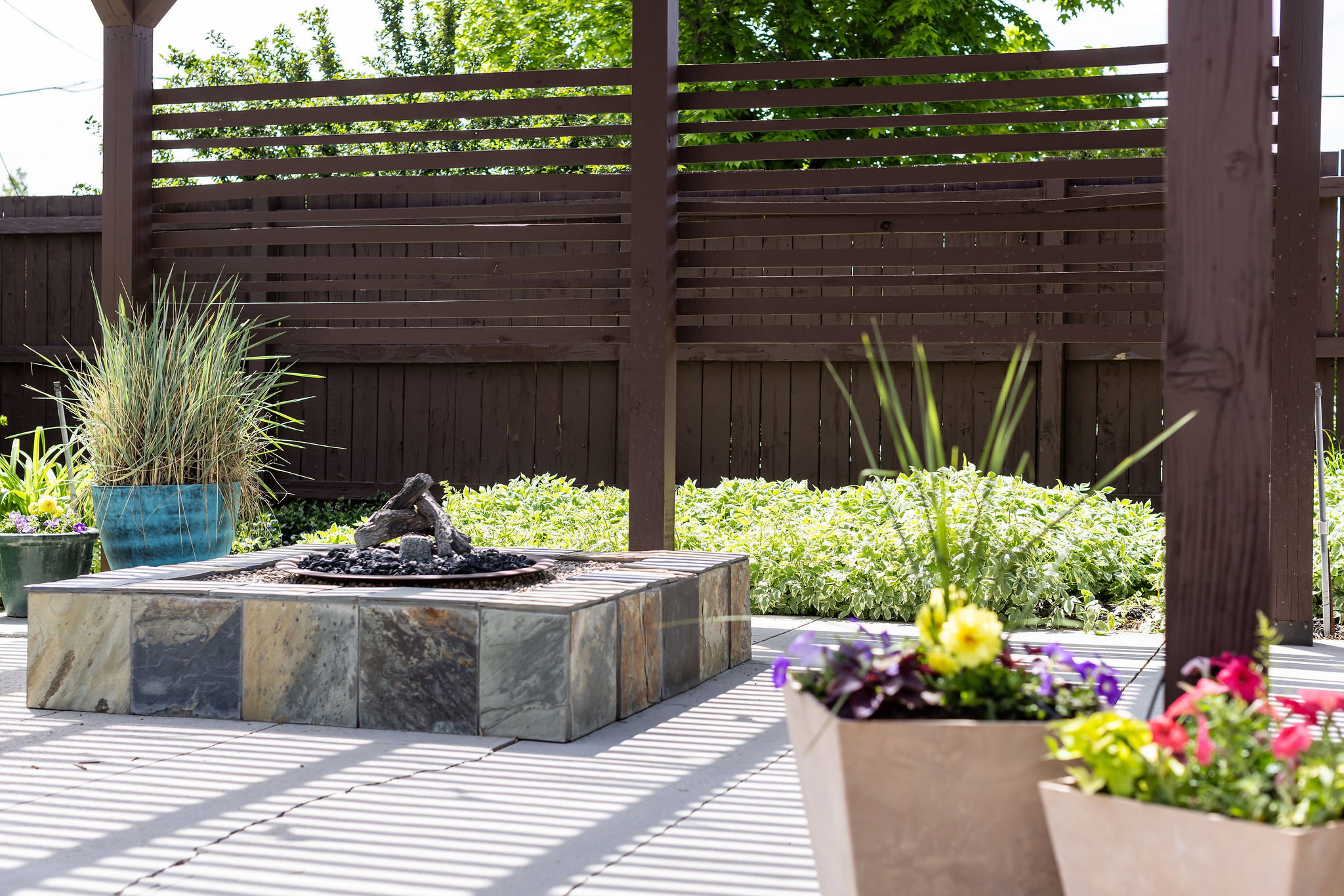 View of patio / terrace with an outdoor gas fire pit