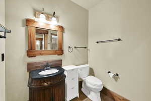 Bathroom with vanity and tile patterned flooring