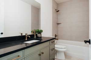Full bathroom with vanity and shower / tub combination