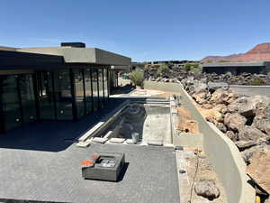 Exterior space featuring a mountain view