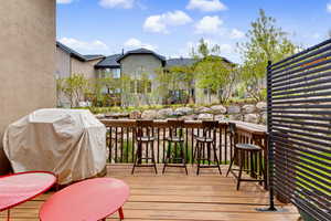 Wooden terrace with a grill