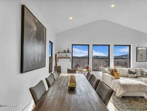 Dining area with recessed lighting