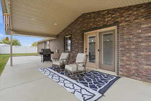 View of patio featuring area for grilling