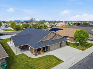 Aerial perspective of suburban area