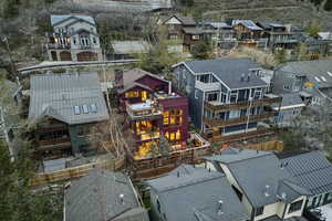 Aerial perspective of suburban area