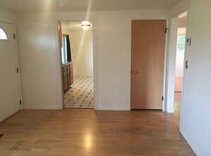 Foyer featuring light wood-type flooring and healthy amount of natural light