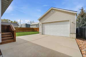 View of detached garage