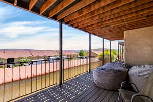 Wooden terrace with a residential view