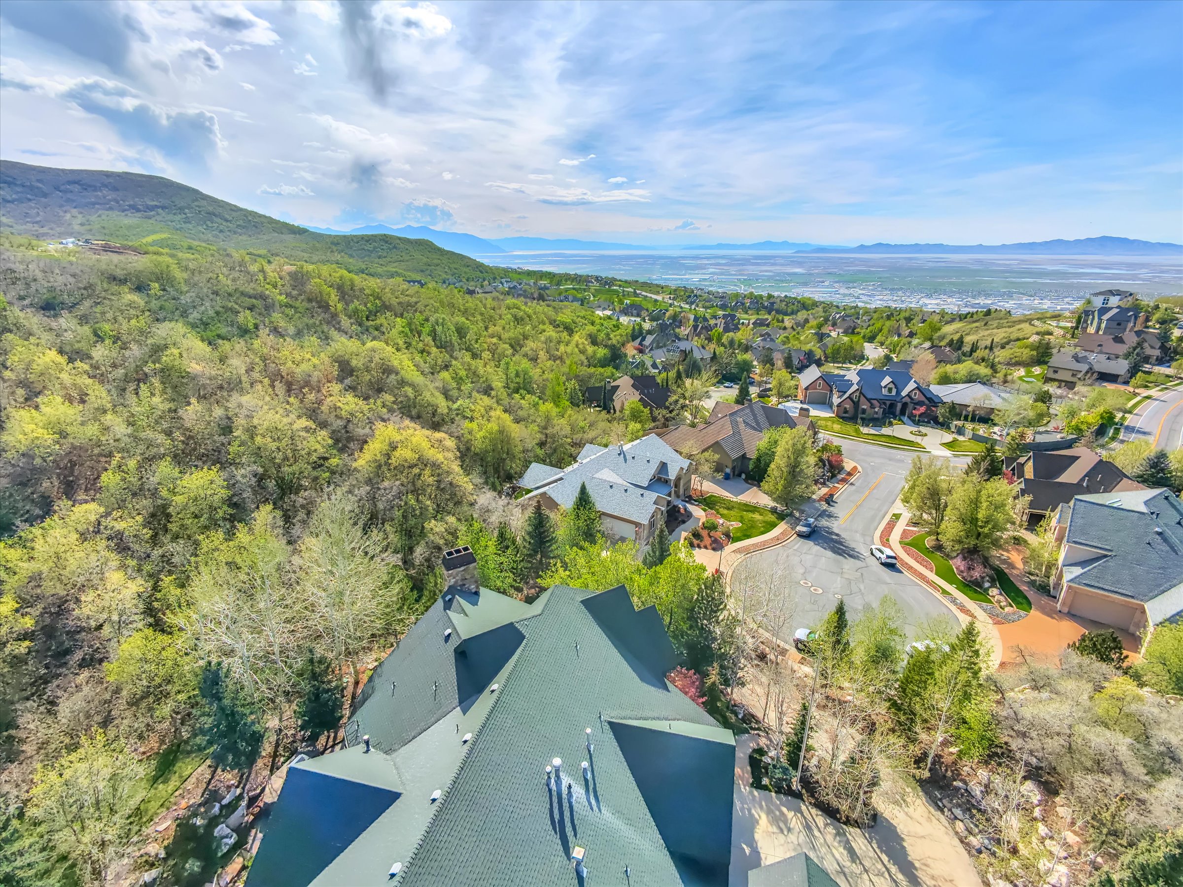 Bird's eye view of a mountain backdrop