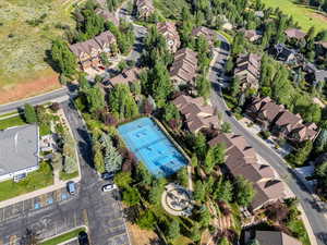 Aerial perspective of suburban area