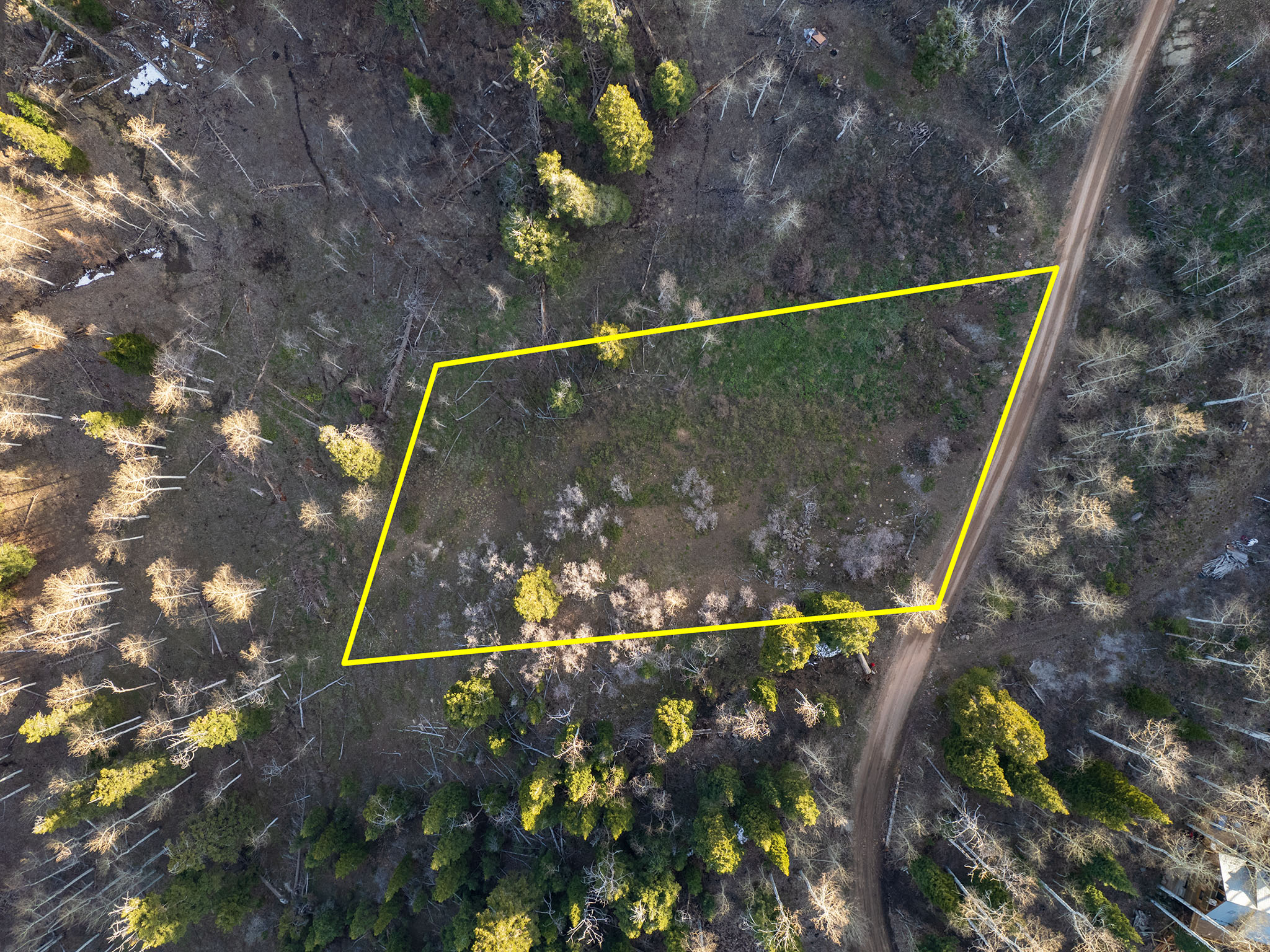 Aerial view of property's location featuring property boundaries highlighted