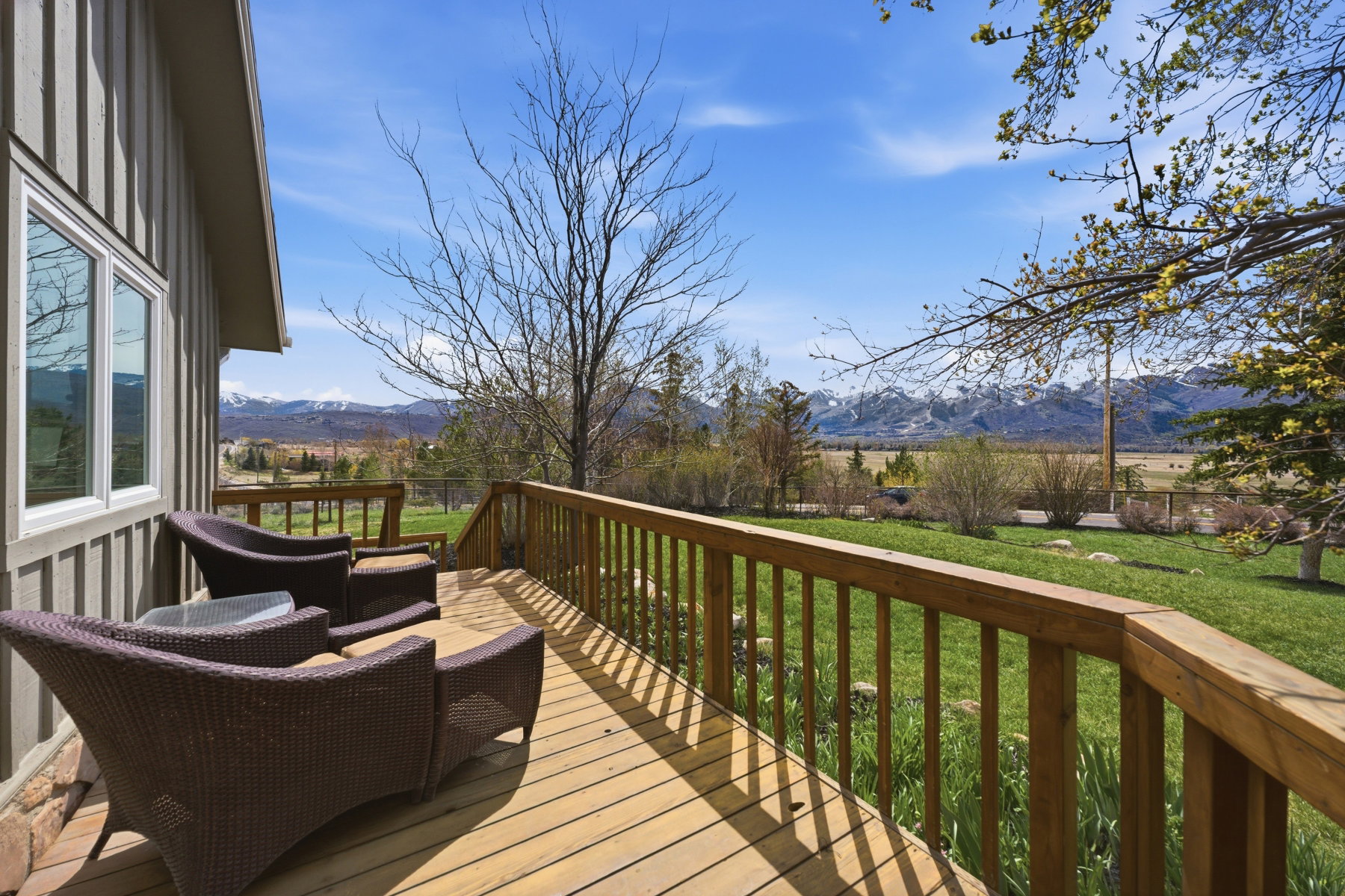 Wooden deck with a mountain view