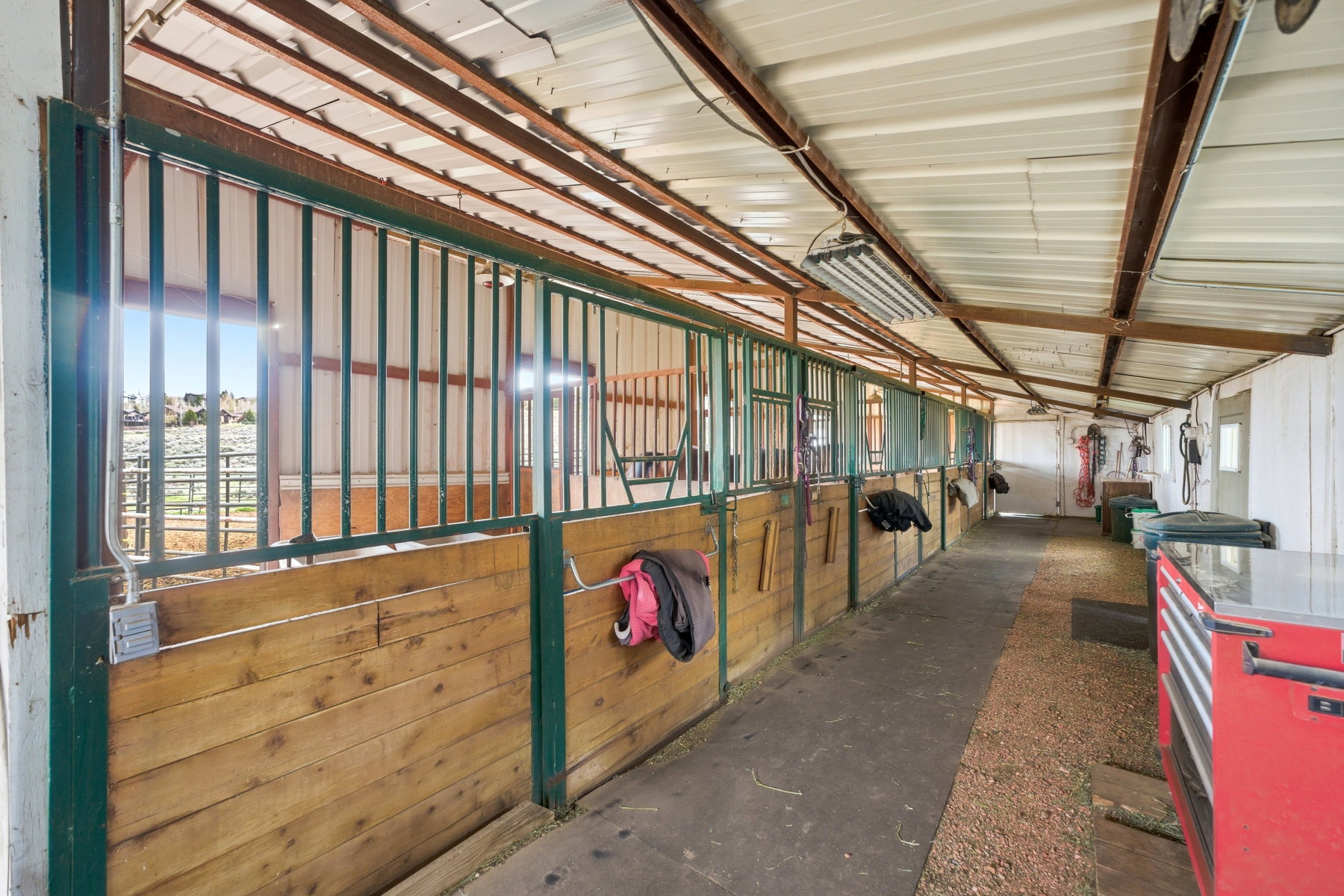 View of horse barn