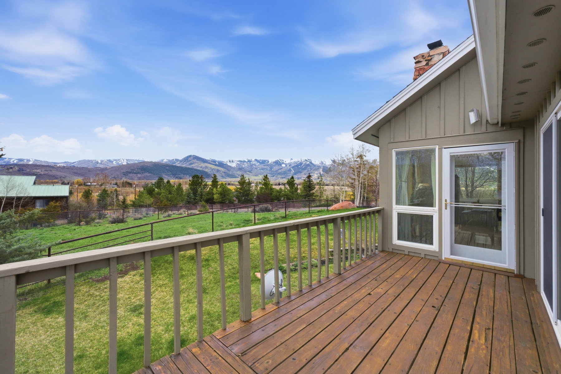 Wooden terrace with a mountain view