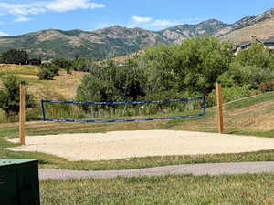 View of property's community featuring a mountain view and volleyball court