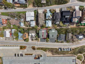 Aerial perspective of suburban area seconds from historical Park City main street.