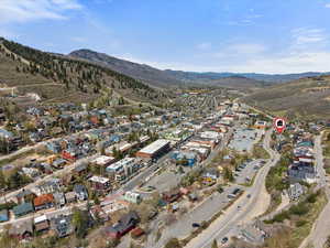 Aerial view of the thriving metropolis of downtown Park City.