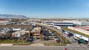 Drone / aerial view of a mountainous background