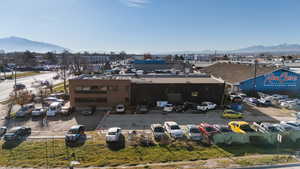 Aerial view of a mountain backdrop