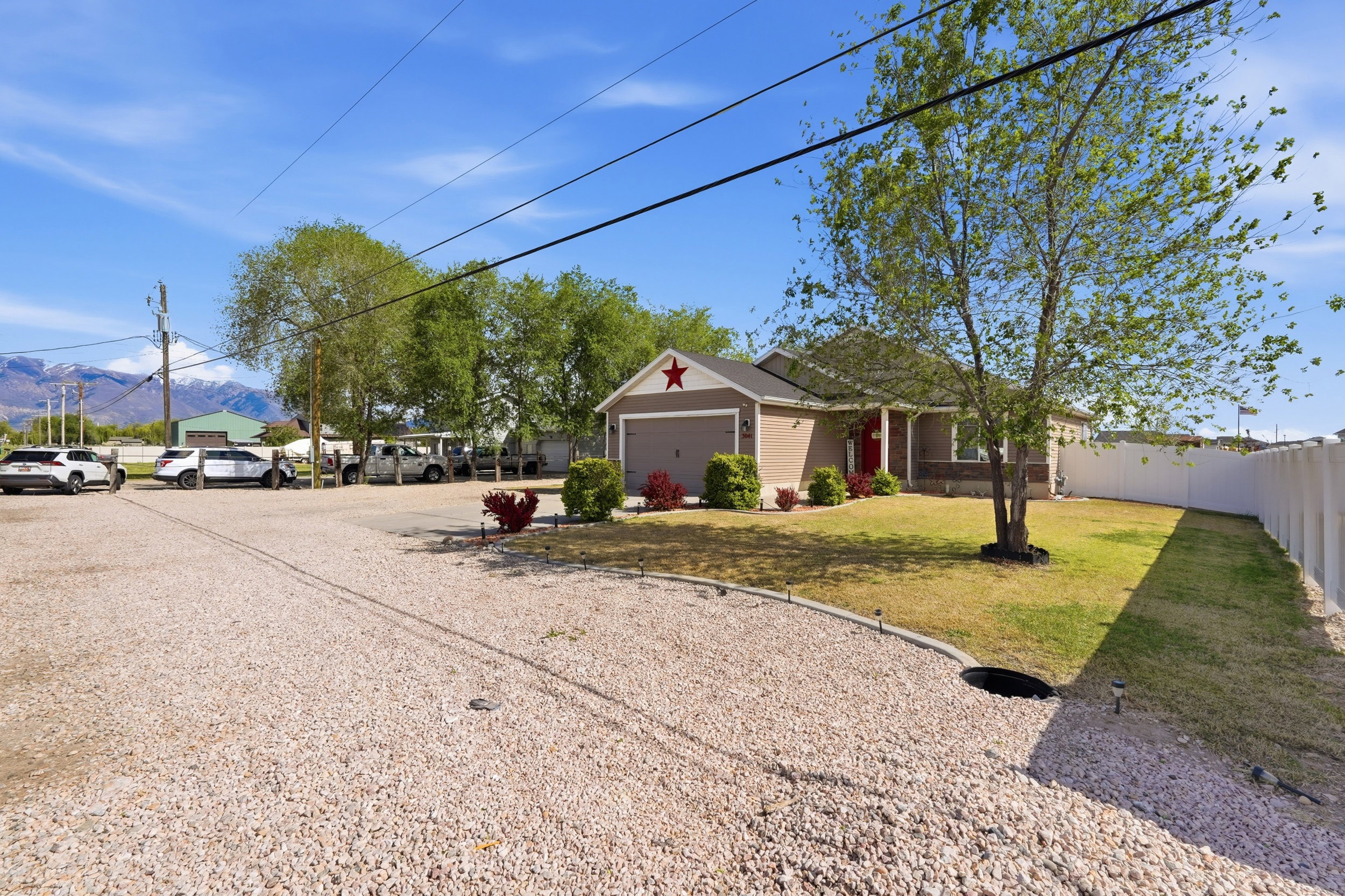 View of front of property featuring a mountain view