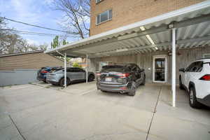 View of covered parking lot