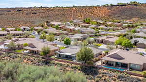 Aerial perspective of suburban area