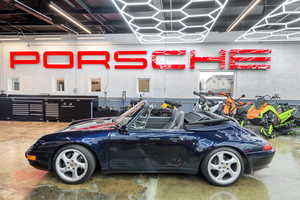 Garage with concrete block wall