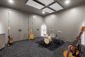 Recreation room featuring carpet floors